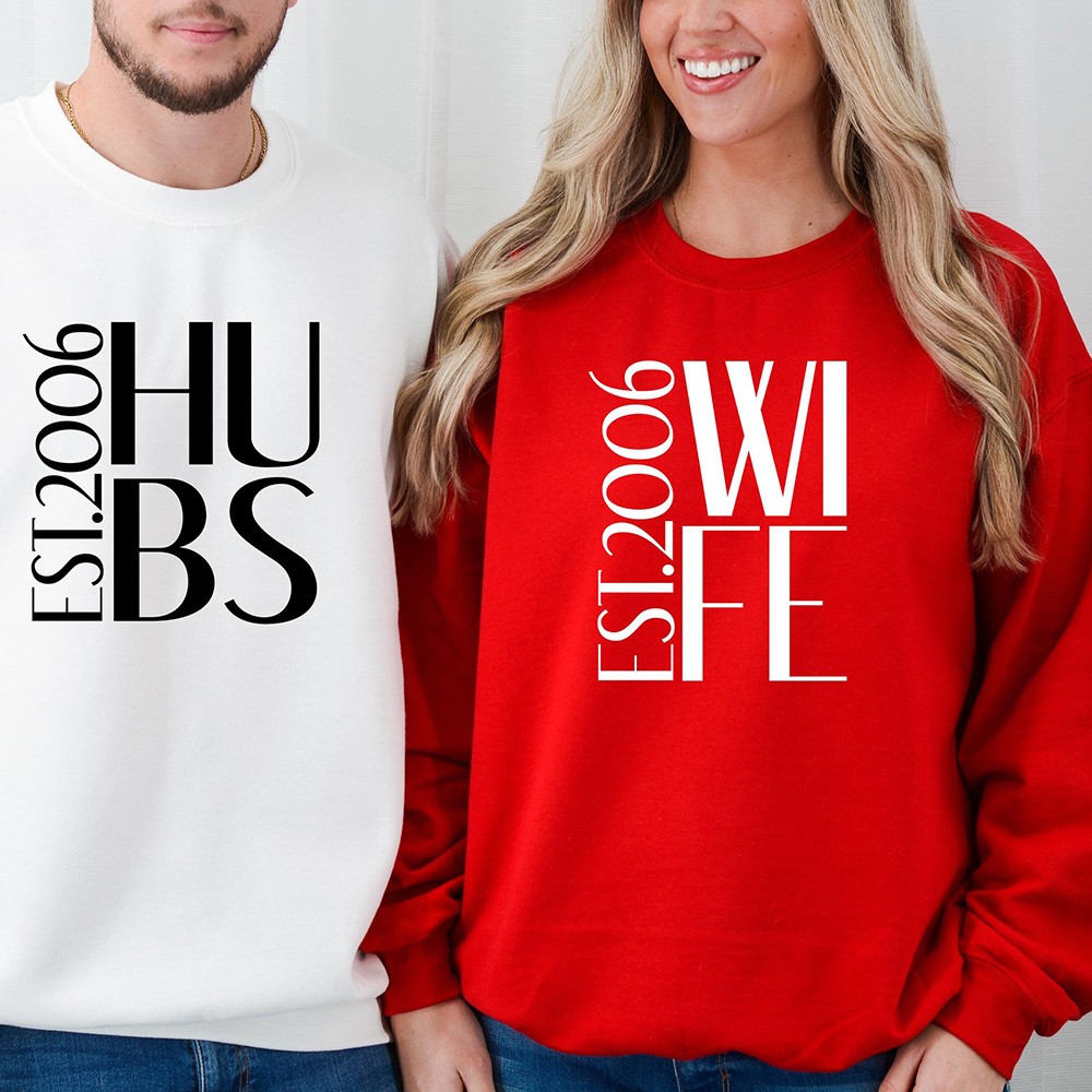 Personalised Hubs Wife Matching Couple Shirt Husband and Wife Anniversary Gifts