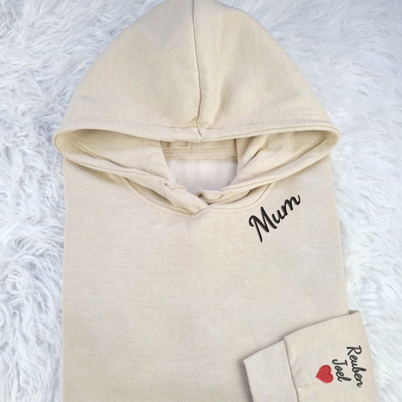 Personalised Embroidered Mum Sweatshirt with Kid Names Pregnancy Announcement Gift.