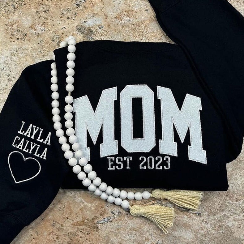 Personalised Grandma Embroidered Sweatshirt, Grandkids names on sleeve