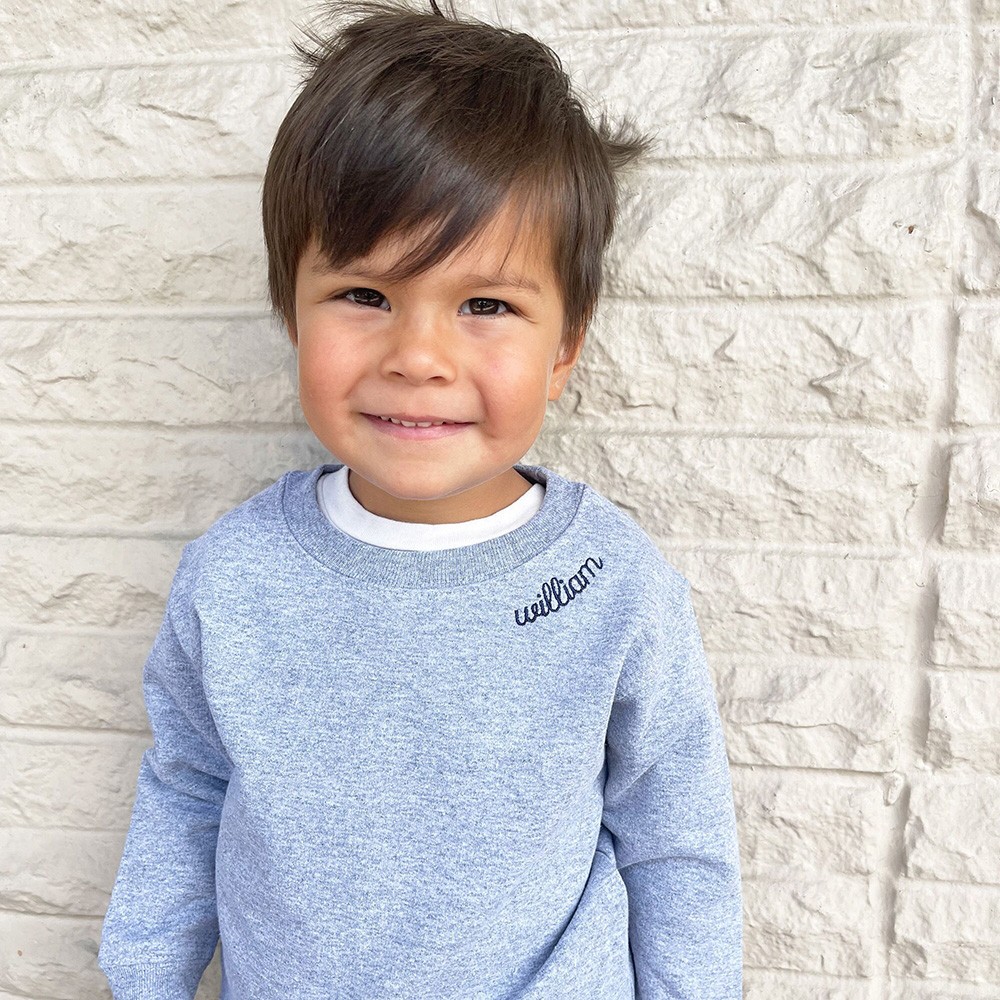 Personalised Toddler Neckline Collar Embroidered Sweatshirt Kids