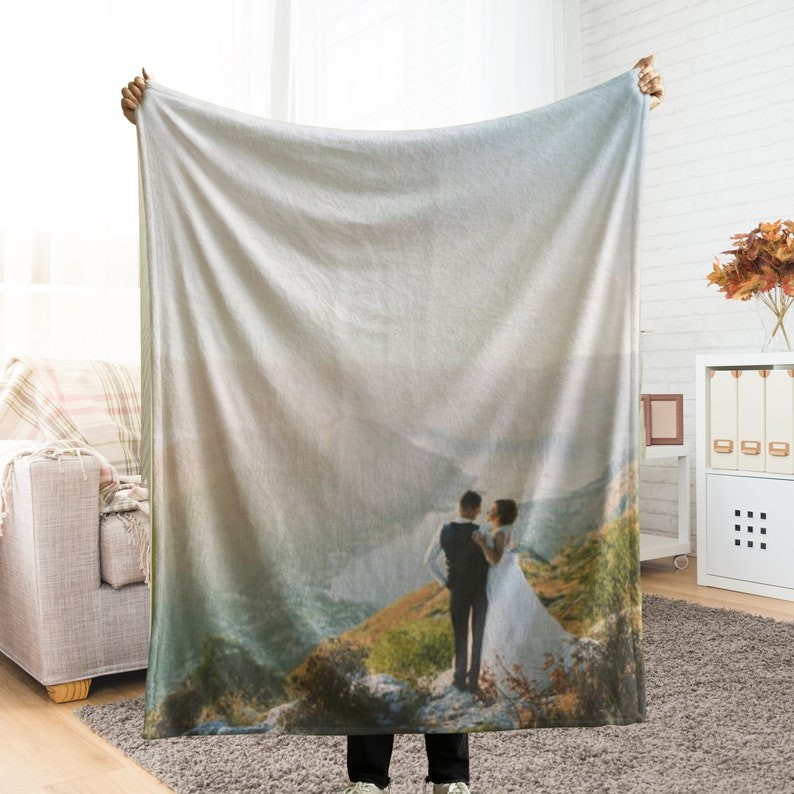 Custom Dog Picture Bedding Blanket With Name Keepsake for Valentine's Day