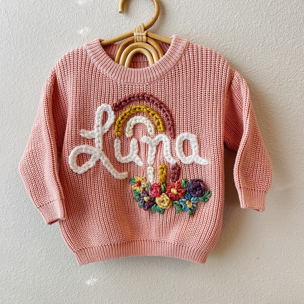 Personalised Rainbow and FlowersBaby and Toddler Sweater
