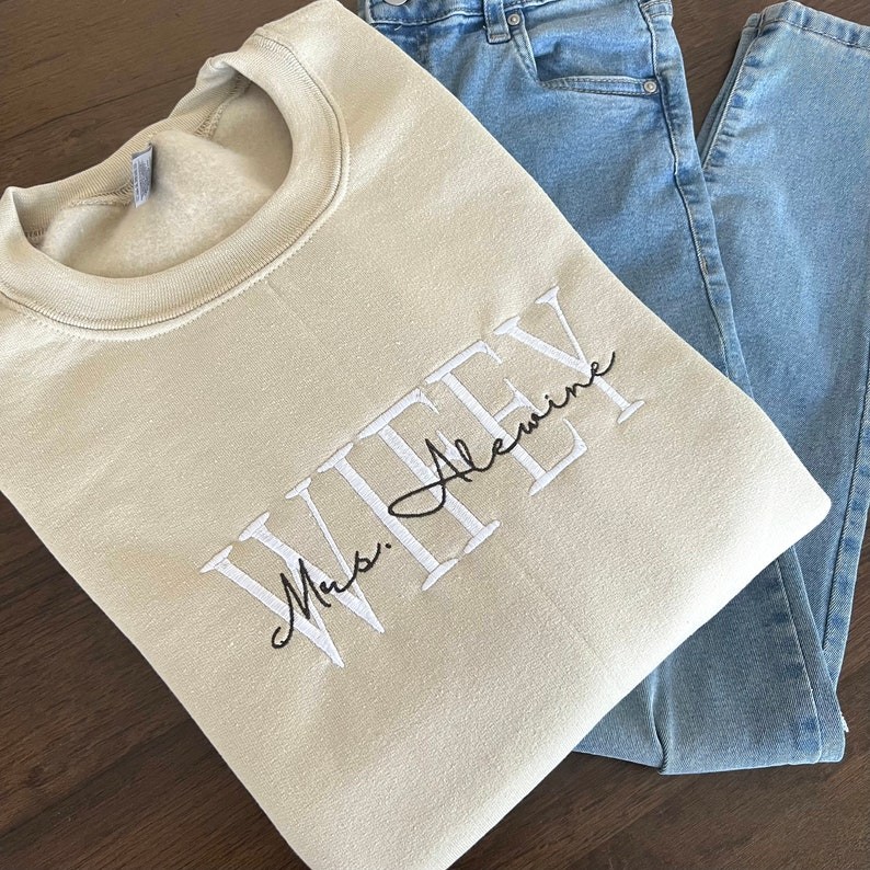 Custom Mrs And Mr Embroidered Sweatshirt Gift for Future Engagement Gift Bride To Be