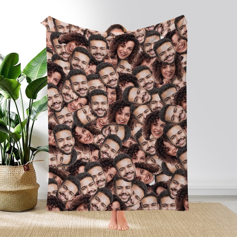 Custom Photo Face Blanket for Valentine's Day Anniversary Engagement Gift Blanket