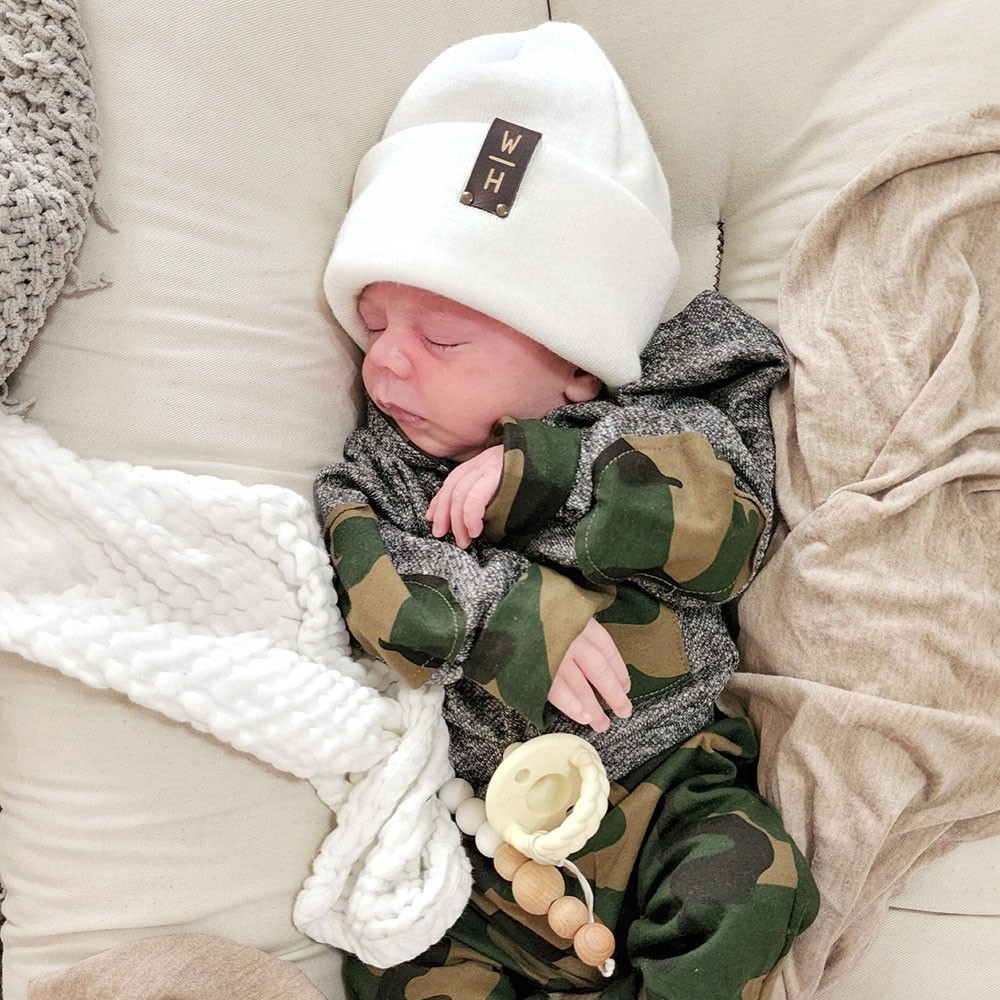 Personalised Initials Beanie Newborn Baby Infant Toddler Kids and Adult