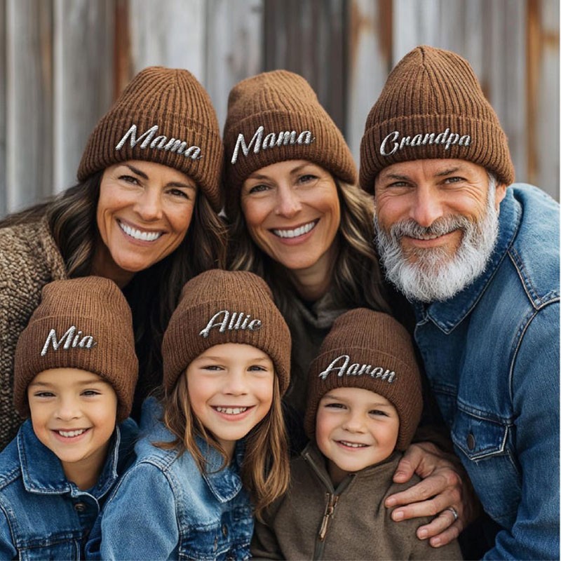 Personalised Embroidered Beanie 2025 Personalised Family Matching Beanie