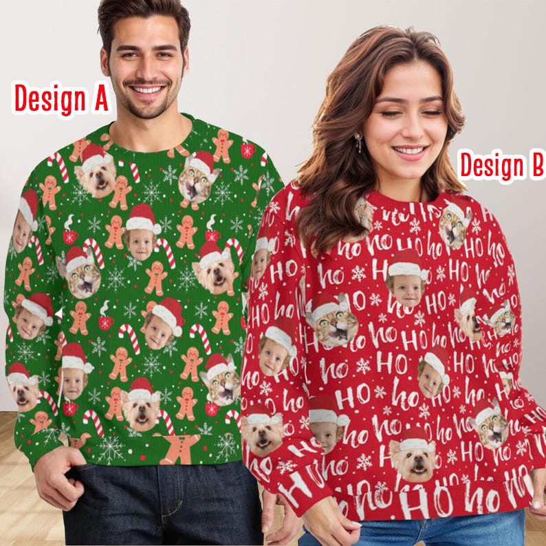 Custom Ugly Christmas Sweater Family Crewneck Sweatshirt Christmas Gift