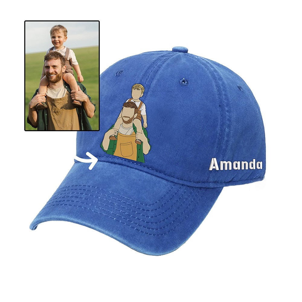 Custom Portrait Embroidered with Photo on Dad Hat Personalised Portrait From Picture Dad Cap