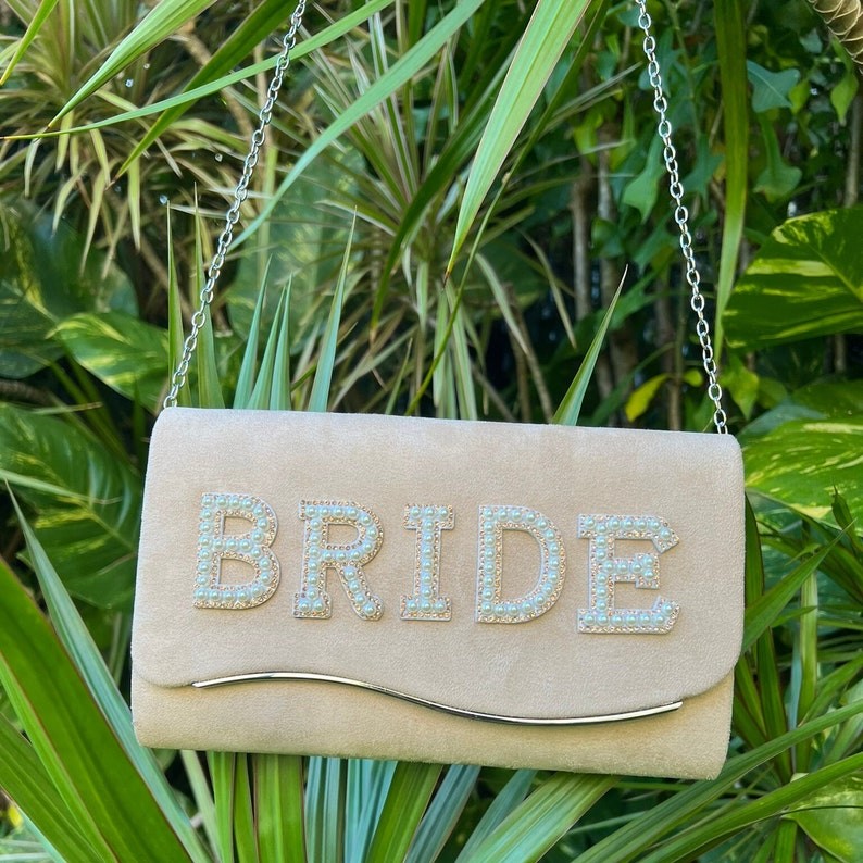 Personalised Wedding Velvet Bride Bag Bride Pearl Velvet Purse