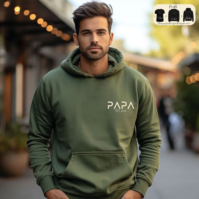 Personalised PAPA EST Sweatshirt with Kids' Names on Sleeve XMAS Gift