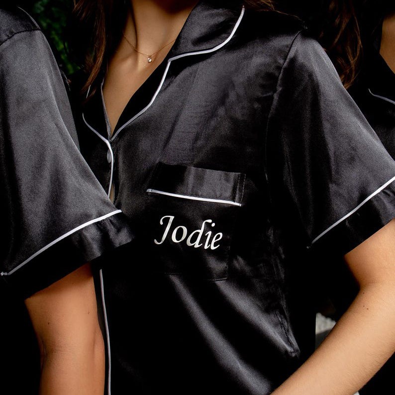 Personalised Bridesmaid Pjs Short Sleeves and Pants with Names