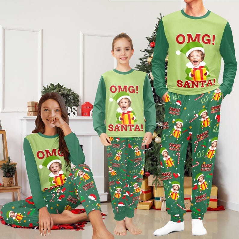 Personalised Christmas Family Pajamas with Face Custom Face Pajamas