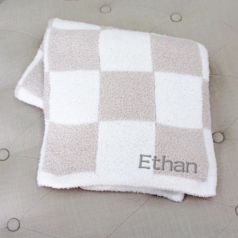 Personalised Knitted Baby Blanket with Embroidered Name