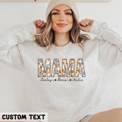 Personalised Retro Floral Mama Crewneck Gift for Mama