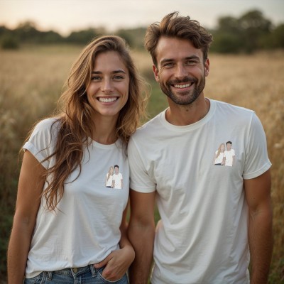 Custom Embroidered Portrait From Photo Hoodie Couple Matching Valentines Day Gift