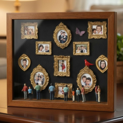 Mini Museum Silhouette Box with Photo,Keep Mum's Memory.