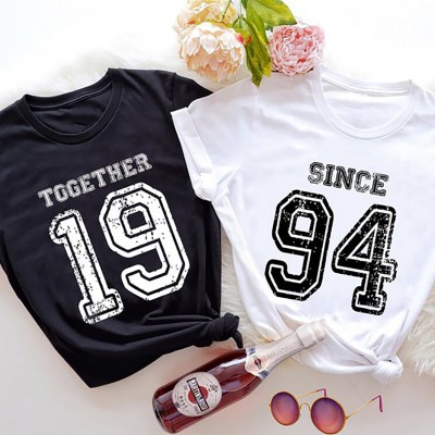 Personalised Together Since Shirts  Anniversary Gift Valentines Day Tees
