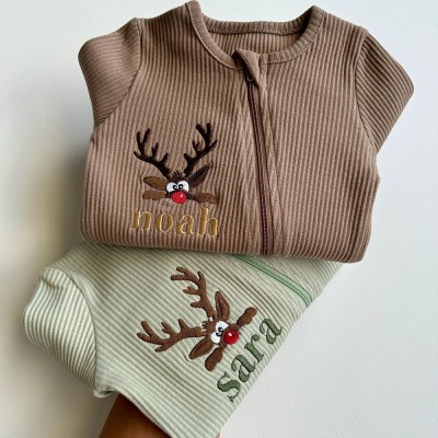 Personalised Embroidered Baby Romper - Newborn Essentials Christmas Gifts for Kids