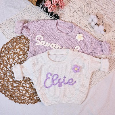 Personalised Baby Name Sweater Embroidered Children Sweatshirt