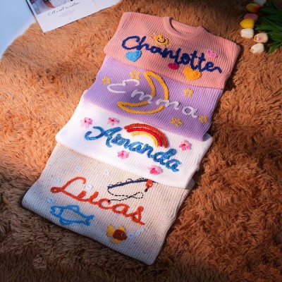 Bespoke Hand-Embroidered Baby Name Sweater