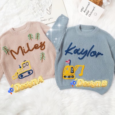Custom Hand Embroidery Oversize Toddler&Baby Boy Sweater