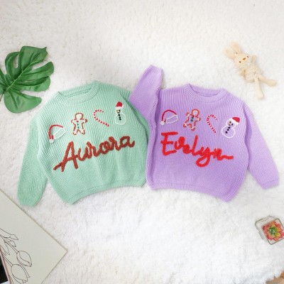 Personalised Knitted Baby NameSweater Christmas Sweater for Baby