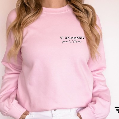Customised Couple hoodie Roman Numerals Sweatshirt Anniversary Valentines Day Gift