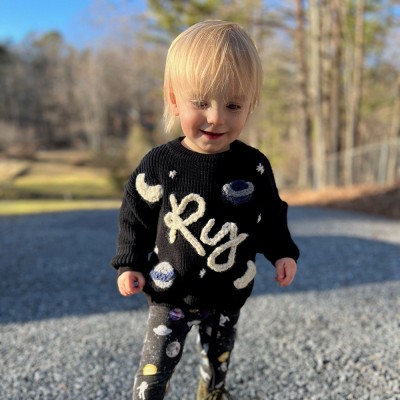 Personalised Baby Sweater Space Baby Name Sweater