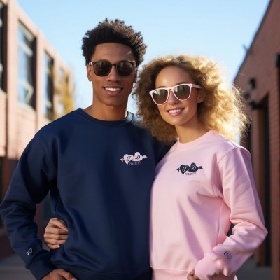 Personalised Embroidered Initial Heart Swetashirt Couples Hoodies Valentine's Day Gift