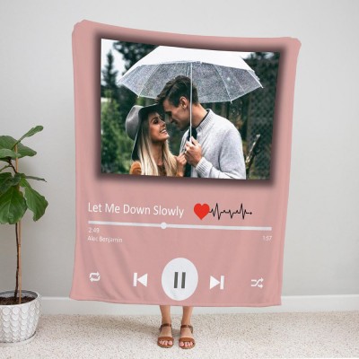Personalised Blanket with Your Favorite Photo and Song Gift for Couples
