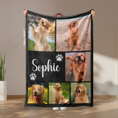 Customised Name Photo Blanket Collage Dog Cat Picture Bedding Blanket With Text