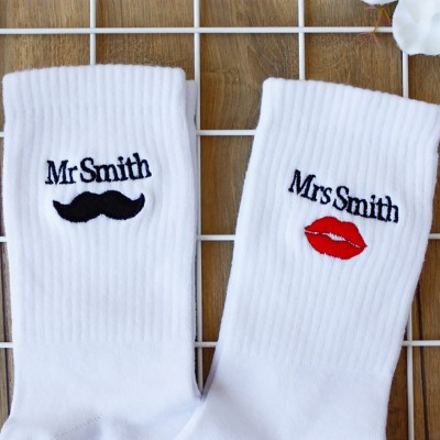 Personalised Embroidery Couple Socks Valentines Day Couple Lover Gifts