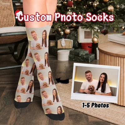 Personalised Couple Photo Socks Gift for Him Her Anniversary Gifts