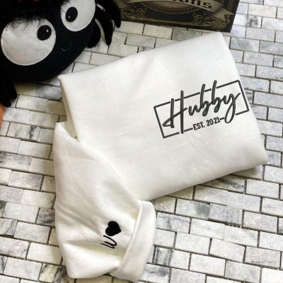 Personalised Couple Matching Hubby and Wifey Embroidered Hoodie Honey Moon Hoodie