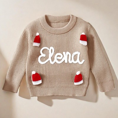 Personalised Christmas Baby Name Sweater|Handmade Knitted Sweatshirt