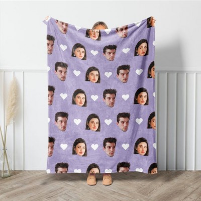 Custom Photo Face Blanket for Valentine's Day Anniversary Engagement Gift Blanket