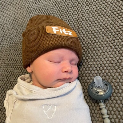 Personalised Vegan Leather Patch Baby Hats With Name