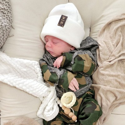 Personalised Initials Beanie Newborn Baby Infant Toddler Kids and Adult