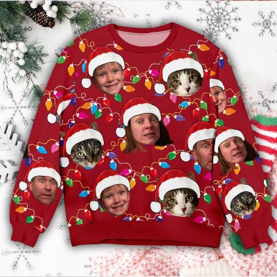 Personalised Face Christmas Ugly Sweater Family Photo Ugly Sweater Ugly Christmas Pattern