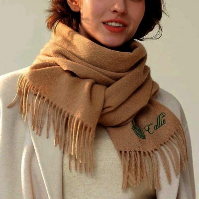 Personalised Embroidered Birth Flower Name Winter Scarf Anniversary Gift