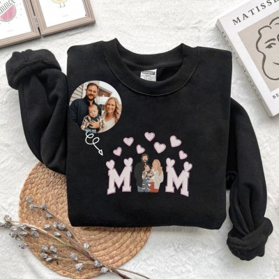 Custom Mum Portrait From Photo Hoodie Embroidered Sweatshirt.