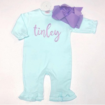 Personalised Baby Girl Coming Home Monogrammed Ruffle Romper