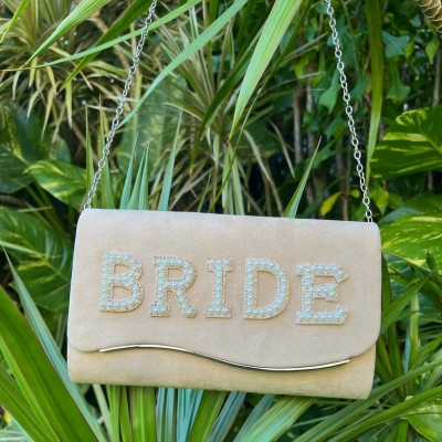 Personalised Wedding Velvet Bride Bag Bride Pearl Velvet Purse