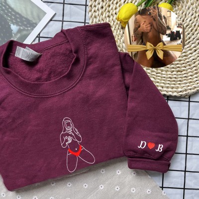 Custom Embroidered Spicy with Your Photo Sweatshirt Anniversary Valentine's Day Gift