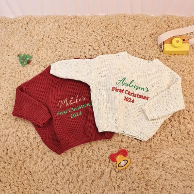 Personalised Name Sweater For Babies First XmaS Fist Christmas Gift For Babies