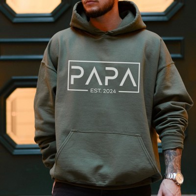 Personalised PAPA EST Sweatshirt with Kids' Names on Sleeve XMAS Gift