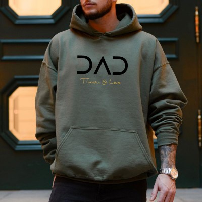 Personalised DAD Sweatshirt Hoodie with Kid's Names XMAS Gift Cool Dad Gift