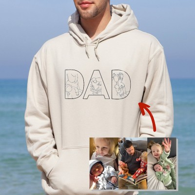 Personalised Embroidered DAD Sweatshirt Hoodie with Custom Portrait Collage for XMAS