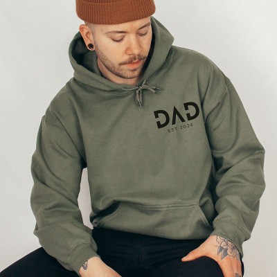 Personalised Dad EST Sweatshirt with Kids' Names on Sleeve XMAS Gift