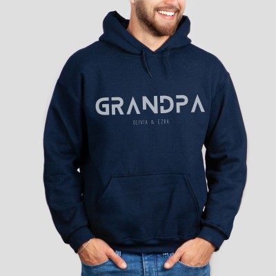 Personalised DAD GRANDPA Sweatshirt Hoodie with Kid's Names XMAS Gift For Him